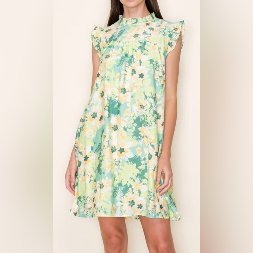 Lovely Staccato Green and Yellow Floral Dress